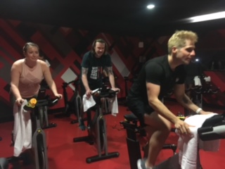 A small group riding together at Joyride